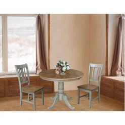 Laurel 3-Piece 36 in. Hickory/Stone Extendable Solid Wood Dining Set with San Remo Chairs by International Concepts -International Concepts Sales hickory stone international concepts dining room sets k41 36rxt c10 2 c3 1000