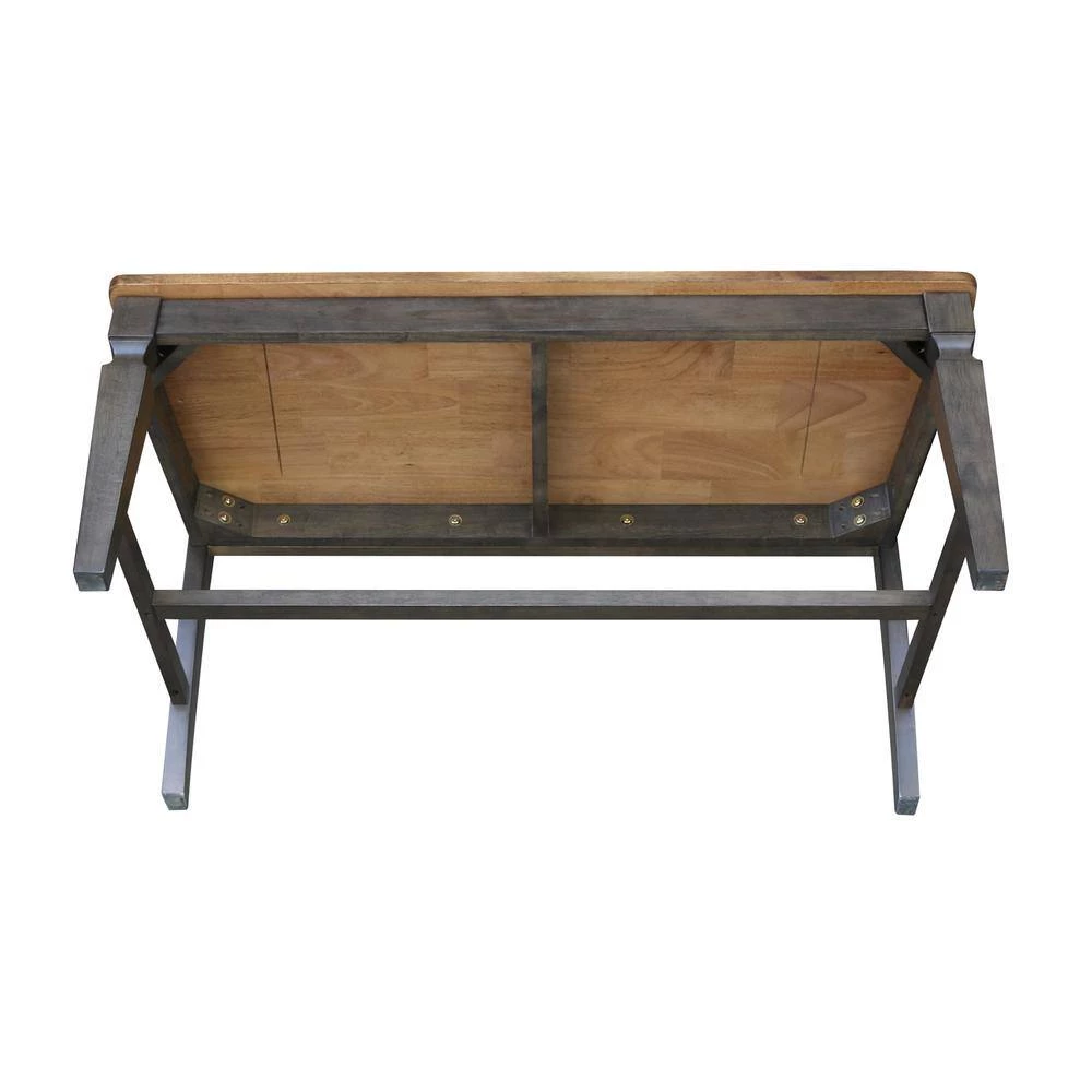 Hickory/Washed Coal Slat Back Solid Wood Bench 42.1 in. W x 22.6 in. D x 39.4 in. H by International Concepts 4 Hickory/Washed Coal Slat Back Solid Wood Bench 42.1 in. W x 22.6 in. D x 39.4 in. H by International Concepts - Image 4