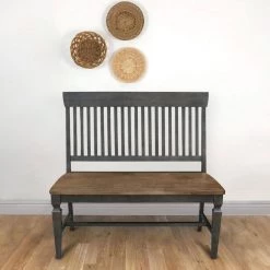 Hickory/Washed Coal Slat Back Solid Wood Bench 42.1 in. W x 22.6 in. D x 39.4 in. H by International Concepts 13 Hickory/Washed Coal Slat Back Solid Wood Bench 42.1 in. W x 22.6 in. D x 39.4 in. H by International Concepts -International Concepts Sales hickory washed coal international concepts dining benches be45 65 1f 1000