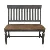 Hickory/Washed Coal Slat Back Solid Wood Bench 42.1 in. W x 22.6 in. D x 39.4 in. H by International Concepts