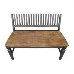 Hickory/Washed Coal Slat Back Solid Wood Bench 42.1 in. W x 22.6 in. D x 39.4 in. H by International Concepts 9 Hickory/Washed Coal Slat Back Solid Wood Bench 42.1 in. W x 22.6 in. D x 39.4 in. H by International Concepts -International Concepts Sales hickory washed coal international concepts dining benches be45 65 a0 1000
