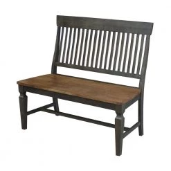 Hickory/Washed Coal Slat Back Solid Wood Bench 42.1 in. W x 22.6 in. D x 39.4 in. H by International Concepts 11 Hickory/Washed Coal Slat Back Solid Wood Bench 42.1 in. W x 22.6 in. D x 39.4 in. H by International Concepts -International Concepts Sales hickory washed coal international concepts dining benches be45 65 c3 1000