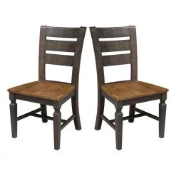Set of 5-Pieces - 44 in. Hickory/Washed Coal Round Top Table with 4 Vista Ladderback Chairs by International Concepts -International Concepts Sales hickory washed coal international concepts dining room sets k45 144r c57 4 76 1000