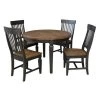 Set of 5-Pieces - 44 in. Hickory/Washed Coal Round Top Solid Wood Table with Vista Slat Back Chairs by International Concepts