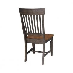 Set of 5-Pieces - 44 in. Hickory/Washed Coal Round Top Solid Wood Table with Vista Slat Back Chairs by International Concepts -International Concepts Sales hickory washed coal international concepts dining room sets k45 144r c65 4 66 1000
