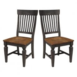 Set of 5-Pieces - 44 in. Hickory/Washed Coal Round Top Solid Wood Table with Vista Slat Back Chairs by International Concepts -International Concepts Sales hickory washed coal international concepts dining room sets k45 144r c65 4 76 1000