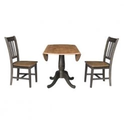 Set of 3 Pieces in Hickory/Washed Coal 42 in. Round Top Ped Table - with 2 RTA Chairs by International Concepts -International Concepts Sales hickory washed coal international concepts dining room sets k45 42dpt c10 2 1f 1000