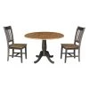 Set of 3 Pieces in Hickory/Washed Coal 42 in. Round Top Ped Table - with 2 RTA Chairs by International Concepts