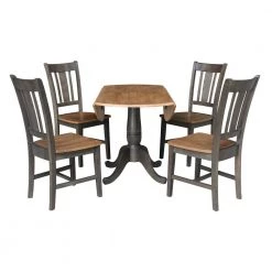 Set of 5 Pieces in Hickory/Washed Coal 42 in. Round Top Pedestal Table with 4 RTA Chairs by International Concepts -International Concepts Sales hickory washed coal international concepts dining room sets k45 42dpt c10 4 1f 1000