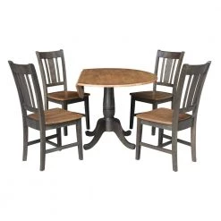 Set of 5 Pieces in Hickory/Washed Coal 42 in. Round Top Pedestal Table with 4 RTA Chairs by International Concepts -International Concepts Sales hickory washed coal international concepts dining room sets k45 42dpt c10 4 4f 1000