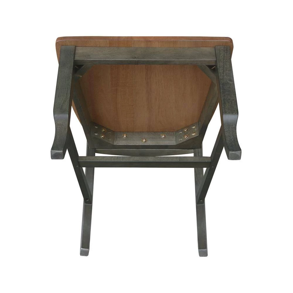 Set of 3-Pieces 42 in. Round Hickory/Washed Coal Top Pedestal Table with 2 Panel Back Chairs by International Concepts 4 Set of 3-Pieces 42 in. Round Hickory/Washed Coal Top Pedestal Table with 2 Panel Back Chairs by International Concepts - Image 4