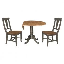 Set of 3-Pieces 42 in. Round Hickory/Washed Coal Top Pedestal Table with 2 Panel Back Chairs by International Concepts 19 Set of 3-Pieces 42 in. Round Hickory/Washed Coal Top Pedestal Table with 2 Panel Back Chairs by International Concepts -International Concepts Sales hickory washed coal international concepts dining room sets k45 42dpt c110 2 1f 1000