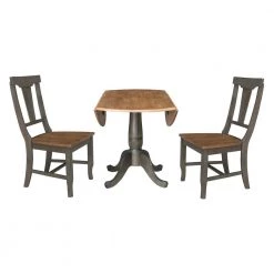 Set of 3-Pieces 42 in. Round Hickory/Washed Coal Top Pedestal Table with 2 Panel Back Chairs by International Concepts 18 Set of 3-Pieces 42 in. Round Hickory/Washed Coal Top Pedestal Table with 2 Panel Back Chairs by International Concepts -International Concepts Sales hickory washed coal international concepts dining room sets k45 42dpt c110 2 4f 1000