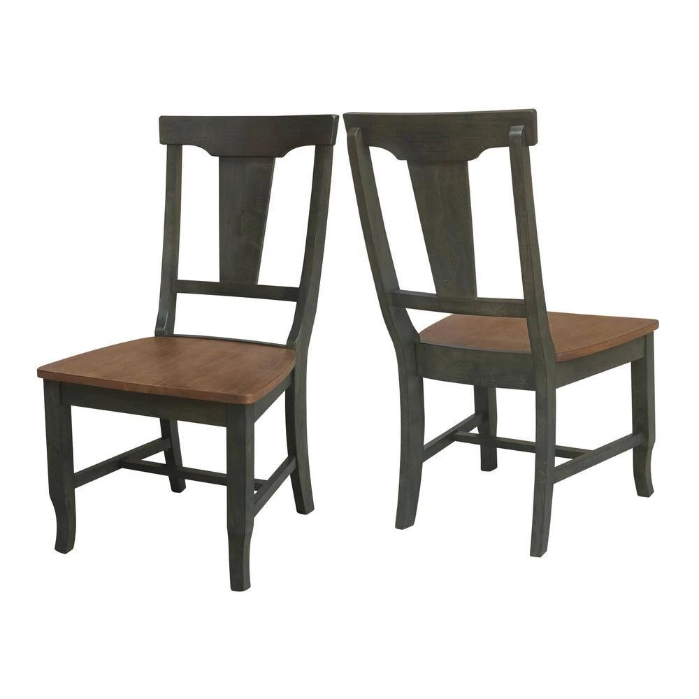 Set of 3-Pieces 42 in. Round Hickory/Washed Coal Top Pedestal Table with 2 Panel Back Chairs by International Concepts 10 Set of 3-Pieces 42 in. Round Hickory/Washed Coal Top Pedestal Table with 2 Panel Back Chairs by International Concepts - Image 10