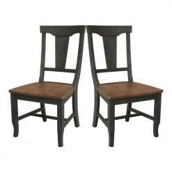 Set of 5-Pieces 42 in. Round Hickory/Washed Coal Top Pedestal Table - 4 Panel back Chairs by International Concepts -International Concepts Sales hickory washed coal international concepts dining room sets k45 42dpt c110 4 76 1000