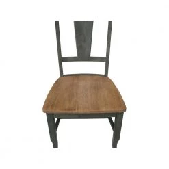 Set of 5-Pieces 42 in. Round Hickory/Washed Coal Top Pedestal Table - 4 Panel back Chairs by International Concepts -International Concepts Sales hickory washed coal international concepts dining room sets k45 42dpt c110 4 a0 1000