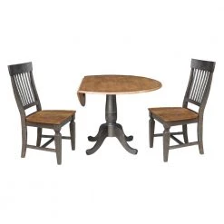 Set of 3 Pieces Hickory/Washed Coal 42 in. Round Top Pedestal Table with 2 Slat Back Chairs by International Concepts 19 Set of 3 Pieces Hickory/Washed Coal 42 in. Round Top Pedestal Table with 2 Slat Back Chairs by International Concepts -International Concepts Sales hickory washed coal international concepts dining room sets k45 42dpt c65 2 1f 1000