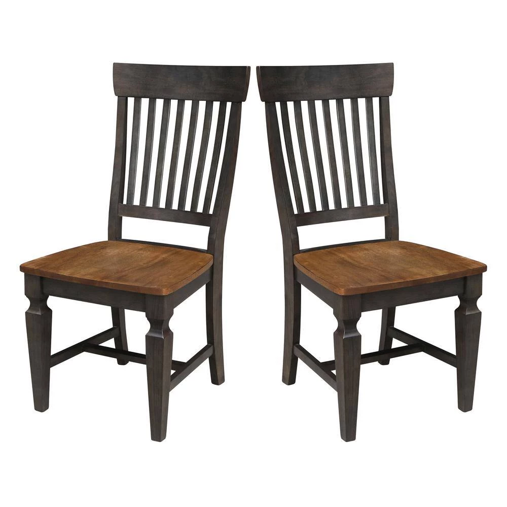 Set of 3 Pieces Hickory/Washed Coal 42 in. Round Top Pedestal Table with 2 Slat Back Chairs by International Concepts 11 Set of 3 Pieces Hickory/Washed Coal 42 in. Round Top Pedestal Table with 2 Slat Back Chairs by International Concepts - Image 11