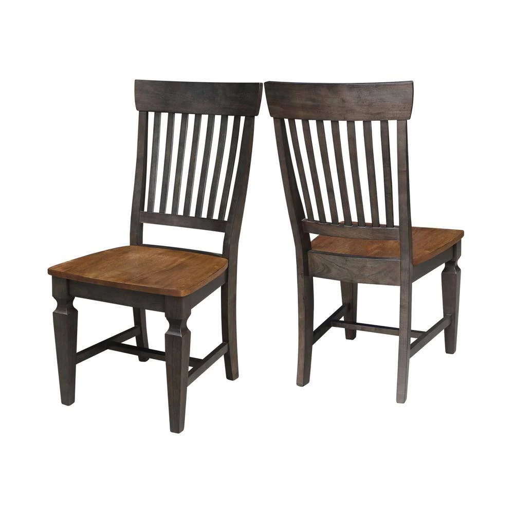 Set of 3 Pieces Hickory/Washed Coal 42 in. Round Top Pedestal Table with 2 Slat Back Chairs by International Concepts 10 Set of 3 Pieces Hickory/Washed Coal 42 in. Round Top Pedestal Table with 2 Slat Back Chairs by International Concepts - Image 10