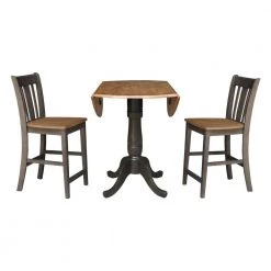 3-Piece Set in Hickory/Washed Coal, 42 in. Round Top Pedestal Table with 2 San Remo Stools by International Concepts -International Concepts Sales hickory washed coal international concepts dining room sets k45 42dpt s102 2 1f 1000