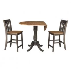 3-Piece Set in Hickory/Washed Coal, 42 in. Round Top Pedestal Table with 2 San Remo Stools by International Concepts -International Concepts Sales hickory washed coal international concepts dining room sets k45 42dpt s102 2 4f 1000