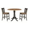 3-Piece Set in Hickory/Washed Coal, 42 in. Round Top Pedestal Table with 2 San Remo Stools by International Concepts