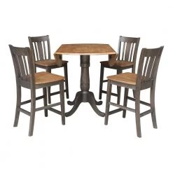 5 Piece Set in Washed Coal 42 in. Round Top Pedestal Table with 4 San Remo Stools by International Concepts -International Concepts Sales hickory washed coal international concepts dining room sets k45 42dpt s102 4 1f 1000