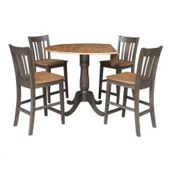 5 Piece Set in Washed Coal 42 in. Round Top Pedestal Table with 4 San Remo Stools by International Concepts -International Concepts Sales hickory washed coal international concepts dining room sets k45 42dpt s102 4 4f 1000