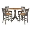 5 Piece Set in Washed Coal 42 in. Round Top Pedestal Table with 4 San Remo Stools by International Concepts