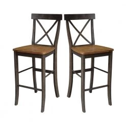 3-Piece Set in Hickory/Washed Coal, 42 in. Round Top Pedestal Table with 2 x-Back Stools by International Concepts -International Concepts Sales hickory washed coal international concepts dining room sets k45 42dpt s6133 2 76 1000