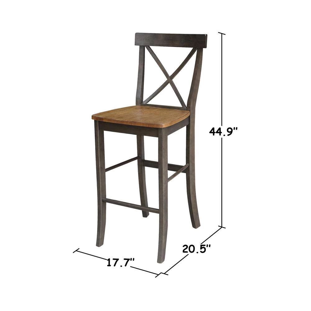 5 Piece Set in Hickory/Washed Coal - 42 in. Round Top Pedestal Table with 4 x-Back Stools by International Concepts 9 5 Piece Set in Hickory/Washed Coal - 42 in. Round Top Pedestal Table with 4 x-Back Stools by International Concepts - Image 9