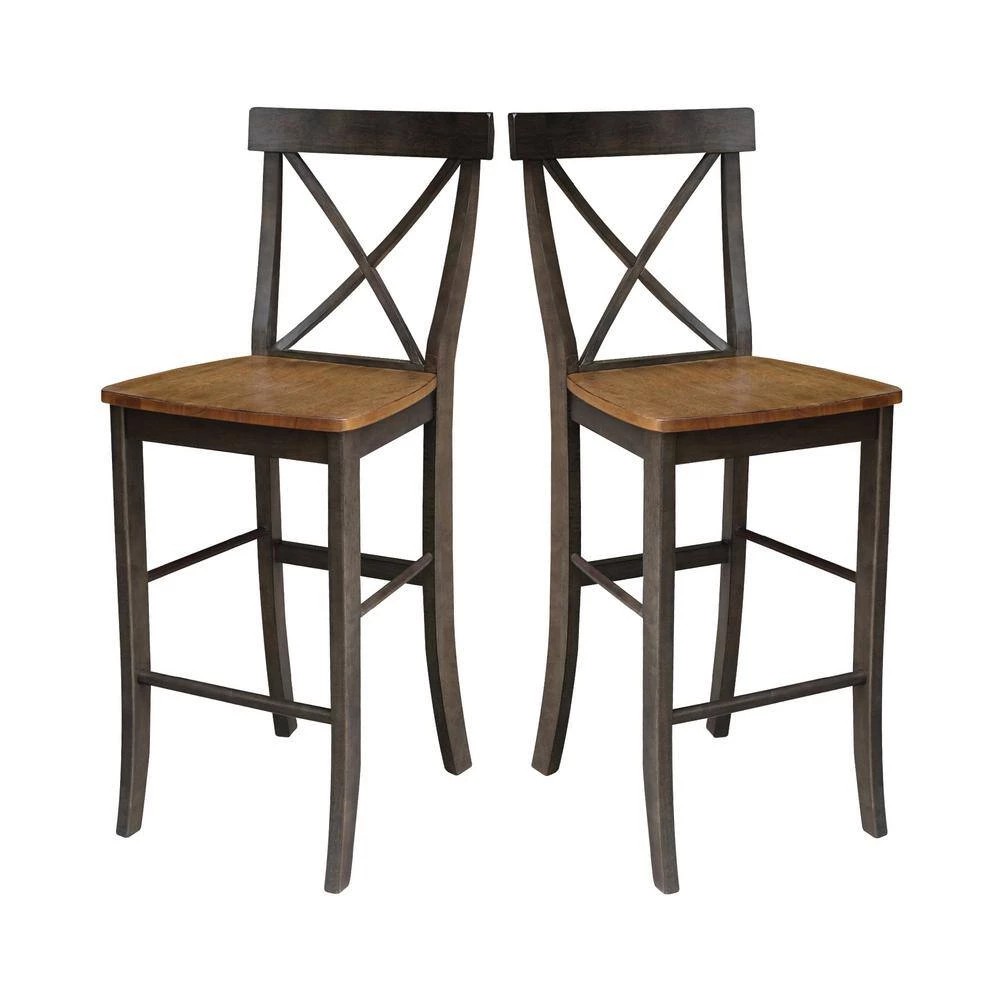 5 Piece Set in Hickory/Washed Coal - 42 in. Round Top Pedestal Table with 4 x-Back Stools by International Concepts 11 5 Piece Set in Hickory/Washed Coal - 42 in. Round Top Pedestal Table with 4 x-Back Stools by International Concepts - Image 11