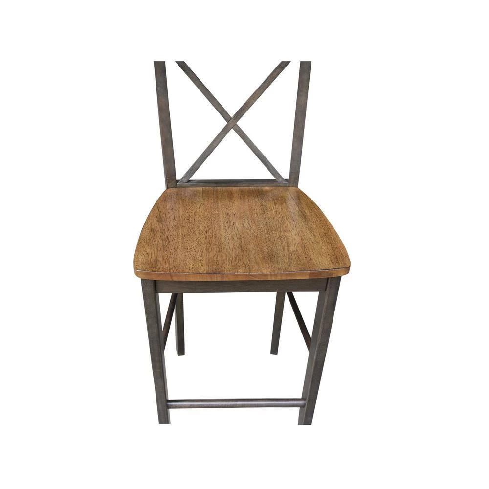 5 Piece Set in Hickory/Washed Coal - 42 in. Round Top Pedestal Table with 4 x-Back Stools by International Concepts 3 5 Piece Set in Hickory/Washed Coal - 42 in. Round Top Pedestal Table with 4 x-Back Stools by International Concepts - Image 3