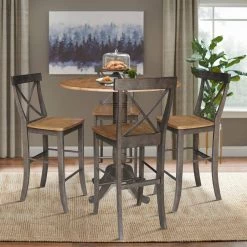 5 Piece Set in Hickory/Washed Coal - 42 in. Round Top Pedestal Table with 4 x-Back Stools by International Concepts 17 5 Piece Set in Hickory/Washed Coal - 42 in. Round Top Pedestal Table with 4 x-Back Stools by International Concepts -International Concepts Sales hickory washed coal international concepts dining room sets k45 42dpt s6133 4 c3 1000