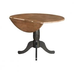 42 in. Round Hickory/Washed Coal Dual Drop Leaf Pedestal Table - 29.5 in. H by International Concepts -International Concepts Sales hickory washed coal international concepts kitchen dining tables k45 42dpt 1f 1000