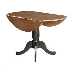 42 in. Round Hickory/Washed Coal Dual Drop Leaf Pedestal Table - 29.5 in. H by International Concepts -International Concepts Sales hickory washed coal international concepts kitchen dining tables k45 42dpt 44 1000