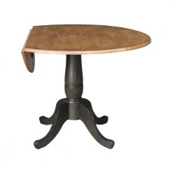 42 in. Round Hickory/Washed Coal Dual Drop Leaf Pedestal Table - 29.5 in. H by International Concepts -International Concepts Sales hickory washed coal international concepts kitchen dining tables k45 42dpt 4f 1000