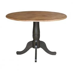 42 in. Round Hickory/Washed Coal Dual Drop Leaf Pedestal Table - 29.5 in. H by International Concepts -International Concepts Sales hickory washed coal international concepts kitchen dining tables k45 42dpt 66 1000
