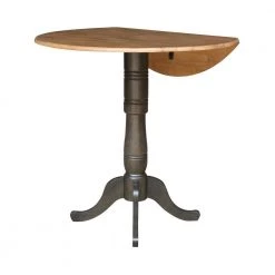 42 in. Round Hickory/Washed Coal Dual Drop Leaf Pedestal Table - 41.5 in. H by International Concepts -International Concepts Sales hickory washed coal international concepts kitchen dining tables k45 42dpt 6b 2 1f 1000