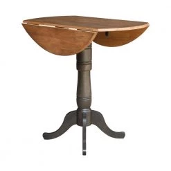 42 in. Round Hickory/Washed Coal Dual Drop Leaf Pedestal Table - 41.5 in. H by International Concepts -International Concepts Sales hickory washed coal international concepts kitchen dining tables k45 42dpt 6b 2 44 1000
