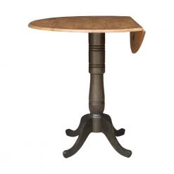 42 in. Round Hickory/Washed Coal Dual Drop Leaf Pedestal Table - 41.5 in. H by International Concepts -International Concepts Sales hickory washed coal international concepts kitchen dining tables k45 42dpt 6b 2 4f 1000