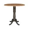 42 in. Round Hickory/Washed Coal Dual Drop Leaf Pedestal Table - 41.5 in. H by International Concepts