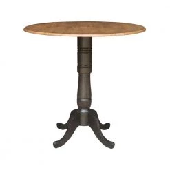42 in. Round Hickory/Washed Coal Dual Drop Leaf Pedestal Table - 41.5 in. H by International Concepts -International Concepts Sales hickory washed coal international concepts kitchen dining tables k45 42dpt 6b 2 66 1000