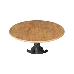 42 in. Round Hickory/Washed Coal Dual Drop Leaf Pedestal Table - 29.5 in. H by International Concepts -International Concepts Sales hickory washed coal international concepts kitchen dining tables k45 42dpt 76 1000