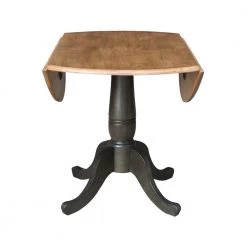 42 in. Round Hickory/Washed Coal Dual Drop Leaf Pedestal Table - 29.5 in. H by International Concepts -International Concepts Sales hickory washed coal international concepts kitchen dining tables k45 42dpt fa 1000