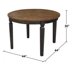 44 in. Hickory/Washed Coal Round Top Solid Wood Table by International Concepts -International Concepts Sales hickory washed coal international concepts kitchen dining tables t45 144r 30 c3 1000
