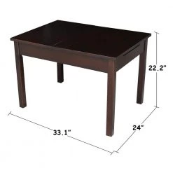 3-Piece Mocha Child's Lift-Top Storage Table Set by International Concepts -International Concepts Sales mocha international concepts kids tables chairs k15 jt2532l 263 2 40 1000