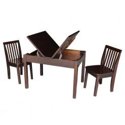 3-Piece Mocha Child's Lift-Top Storage Table Set by International Concepts -International Concepts Sales mocha international concepts kids tables chairs k15 jt2532l 263 2 4f 1000