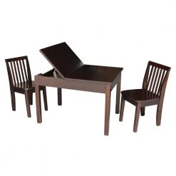 3-Piece Mocha Child's Lift-Top Storage Table Set by International Concepts