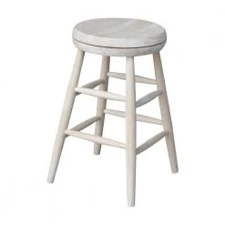 Scooped Seat 24 in. Unfinished Wood Swivel Bar Stool by International Concepts -International Concepts Sales natural international concepts bar stools 1s 824sw 4f 1000